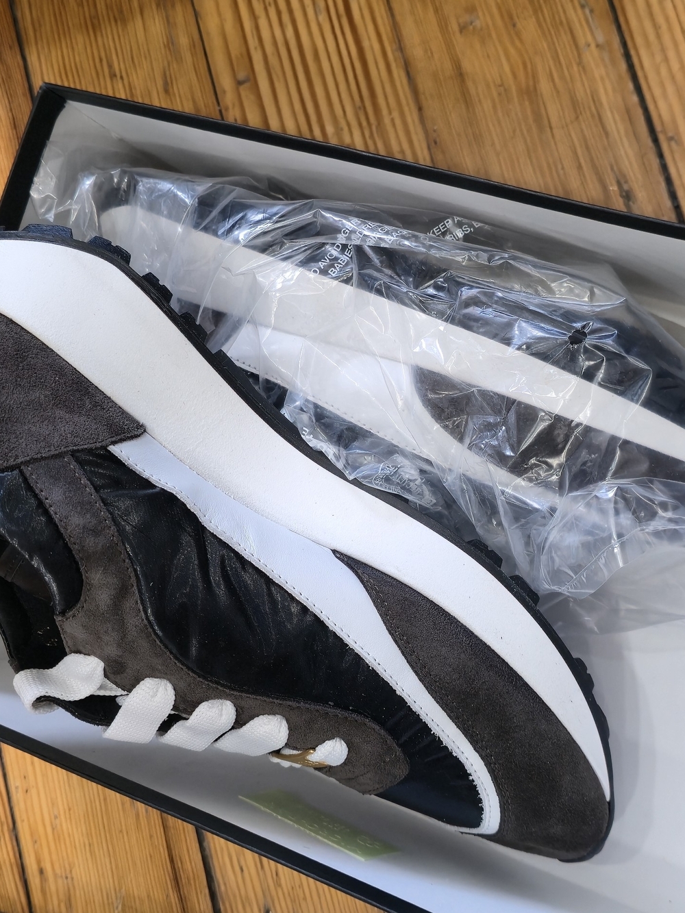 Women's Gray and White Retro Runner Sneakers